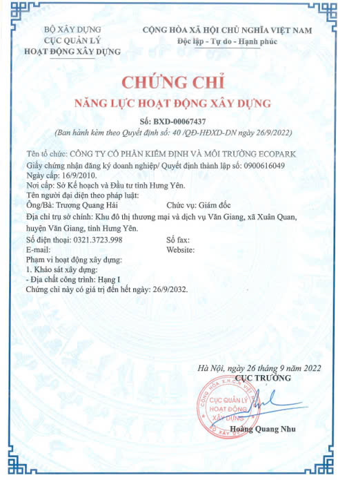 Năng lực khảo sát xây dựng cấp I